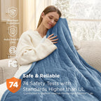 Heated Blanket Throw Blanket - Soft Flannel Electric Blanket, Fasting Heating with 4 Time Settings & 6 Heat Settings, Warm Gift for Grandma (50X60 Inches, Blue)