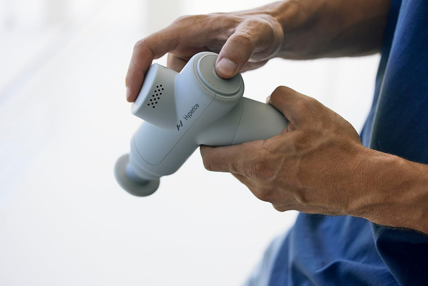 Hypervolt Go 2 - Arctic Grey - Featuring Quiet Glide Technology - Handheld Percussion Massage Gun - 3 Speeds, 2 Interchangeable Heads