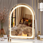 Vanity Mirror with Lights, 11"× 14" Arched LED Makeup Mirror, Lighted Makeup Mirror with Lights, Smart Touch Control Dimmable 3 Modes Light 360°Rotation White