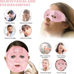 Ice Face Eye Mask for Dark Circles and Puffiness Cold Warm Compress, Gel Cold Cooling Face Mask Package for Women and Men, Migraines, Headache, Stress and Relaxation, Pink