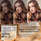 Large Vanity Mirror with Lights, Hollywood Mirror with Lights, Lighted Vanity Mirror with 15 Dimmable LED Bulbs for Dressing Table, Light up Makeup Mirror Tabletop or Wall-Mounted White