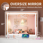 Vanity Mirror with Lights, 23" X 18" LED Makeup Mirror, Lighted Makeup Mirror with Dimmable 3 Modes, Touch Screen Control Vanity Mirror Square White
