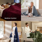 Heated Blanket Throw Blanket - Soft Flannel Electric Blanket, Fasting Heating with 4 Time Settings & 6 Heat Settings, Warm Gift for Grandma (50X60 Inches, Blue)