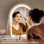 Vanity Mirror with Lights, 11"× 14" Arched LED Makeup Mirror, Lighted Makeup Mirror with Lights, Smart Touch Control Dimmable 3 Modes Light 360°Rotation White