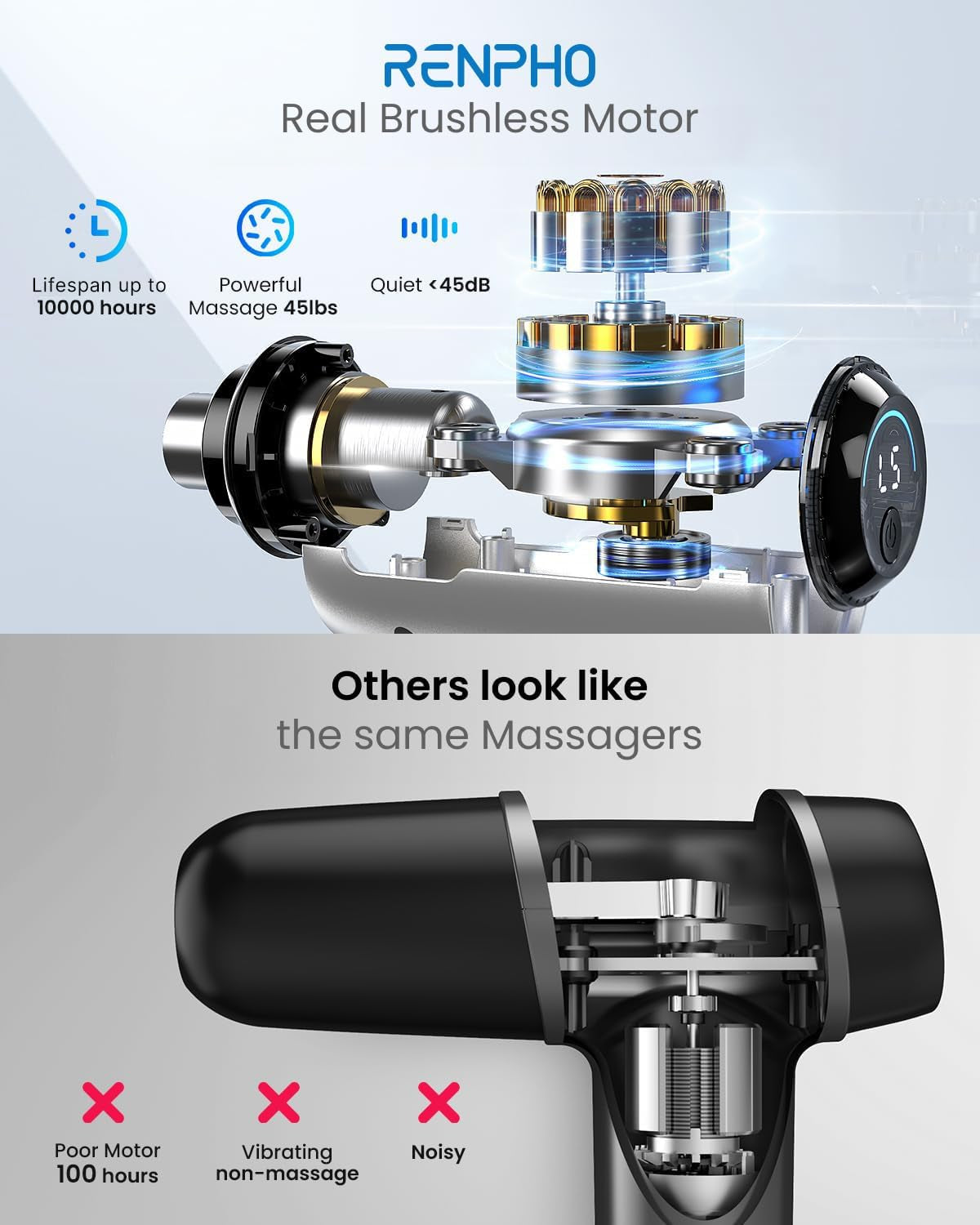 Massage Gun, Powerful Massager Gun for Athletes, Percussion Massage Gun, Portable Hand Held Electric Massager for Back, Carry Case, Gifts for Men Women, Active