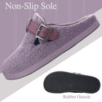 Women'S Men'S Fuzzy Slippers Orthotic Arch Support Fleece Lined House Slippers Comfy Winter Slip on Clogs for Plantar Fasciitis Indoor Outdoor with Adjustable Buckle