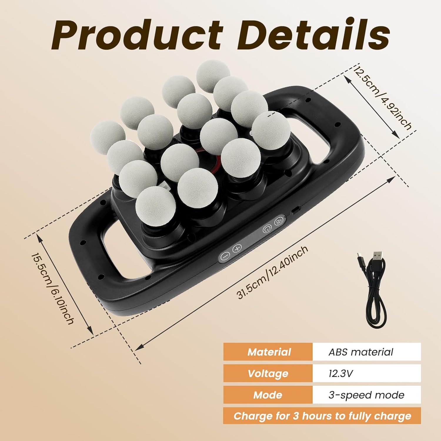 Massage Gun, 16-Head Massager Gun for Deep Tissue Muscle Massage, 30 Speeds & 3 Modes for Back, Shoulders, Legs, Foot, Body Muscle Relaxing Massage