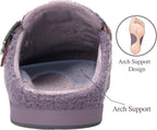 Women'S Men'S Fuzzy Slippers Orthotic Arch Support Fleece Lined House Slippers Comfy Winter Slip on Clogs for Plantar Fasciitis Indoor Outdoor with Adjustable Buckle