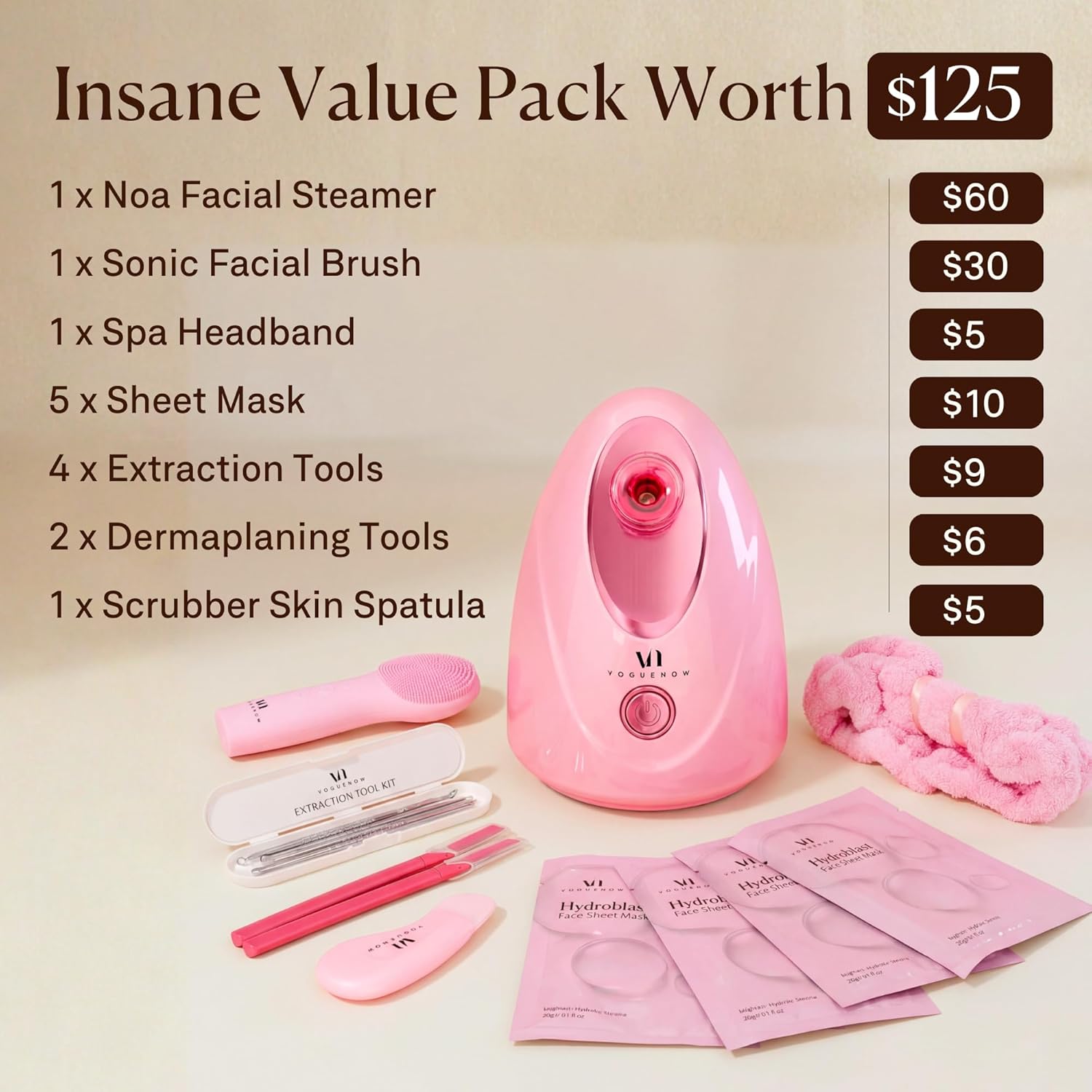Facial Steamer Spa Kit with Complimentary 15 Skin Care Tools | Face Steamer with Humidifier Mode | Self Care Spa Gifts, Birthday Gifts for Women, Christmas Gifts for Women