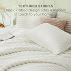 Fluffy Comforter Set Queen - Super Soft Faux Fur Comforter Queen Size Cream White, Winter Warm Fleece Bedding Set, Plush Fuzzy Bed Set, 3 Pieces, 1 Shaggy Comforter with 2 Pillowcases