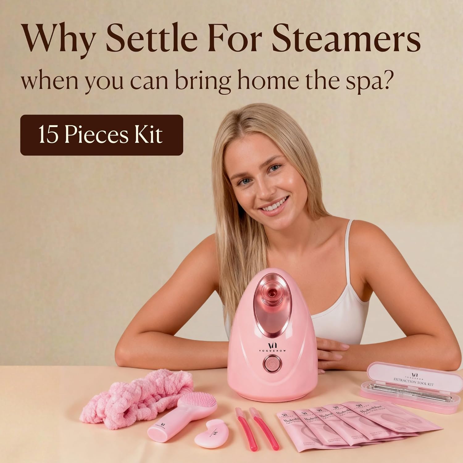 Facial Steamer Spa Kit with Complimentary 15 Skin Care Tools | Face Steamer with Humidifier Mode | Self Care Spa Gifts, Birthday Gifts for Women, Christmas Gifts for Women