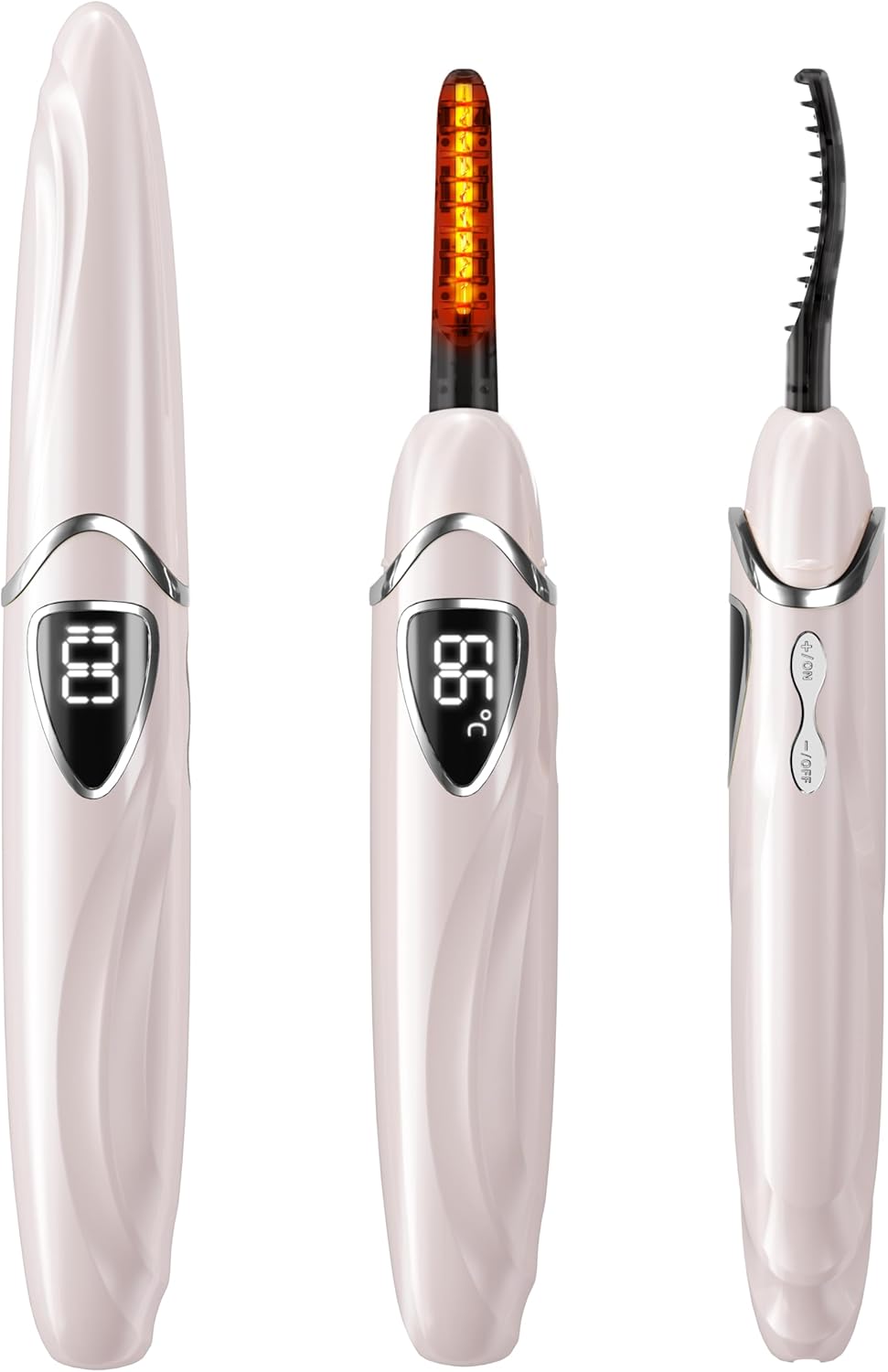 Heated Eyelash Curler, S600 Heated Lash Curler, Accurate Temperature Control Electric Eyelash Curler Heated - Intelligent Power Off, Long Lasting (Petal Pink/Silver, S600-148MM)