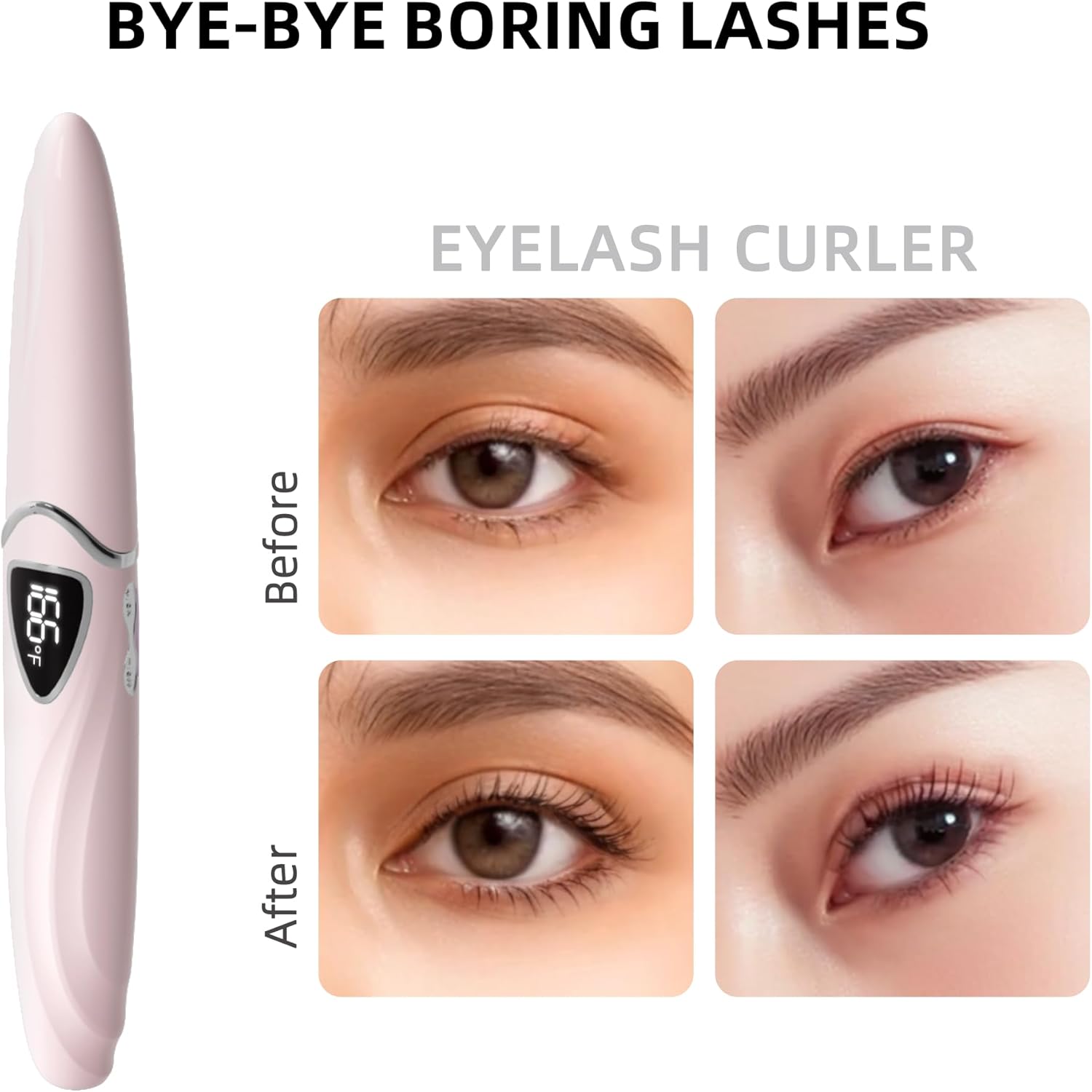 Heated Eyelash Curler, S600 Heated Lash Curler, Accurate Temperature Control Electric Eyelash Curler Heated - Intelligent Power Off, Long Lasting (Petal Pink/Silver, S600-148MM)