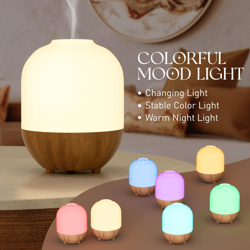 Essential Oil Diffuser, 100Ml Ultrasonic Cool Mist Aromatherapy Diffuser, Mini Diffusers for Essential Oils, 7 Color Lights & Auto Shut-Off, Scented Oil Diffuser for Home