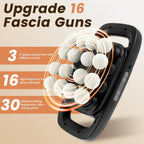 Massage Gun, 16-Head Massager Gun for Deep Tissue Muscle Massage, 30 Speeds & 3 Modes for Back, Shoulders, Legs, Foot, Body Muscle Relaxing Massage