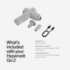 Hypervolt Go 2 - Arctic Grey - Featuring Quiet Glide Technology - Handheld Percussion Massage Gun - 3 Speeds, 2 Interchangeable Heads