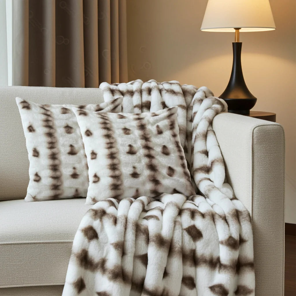 Plutus Creamy Fluffy Bunni Faux Fur Luxury Throw Blanket