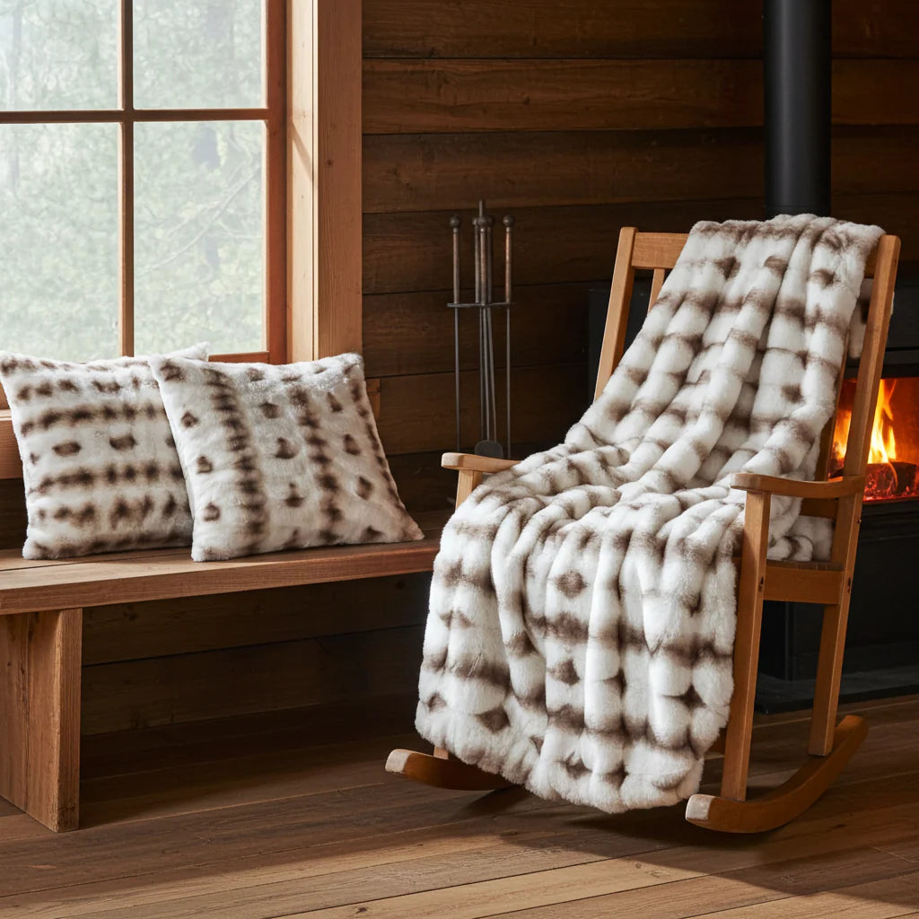 Plutus Creamy Fluffy Bunni Faux Fur Luxury Throw Blanket