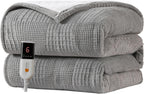 Heated Blanket Electric Blanket Throw 50''X60''-Heating Blanket with 6 Heat Settings-2-10 Hours Auto Off,Etl Certified,Machine Washable (Grey)