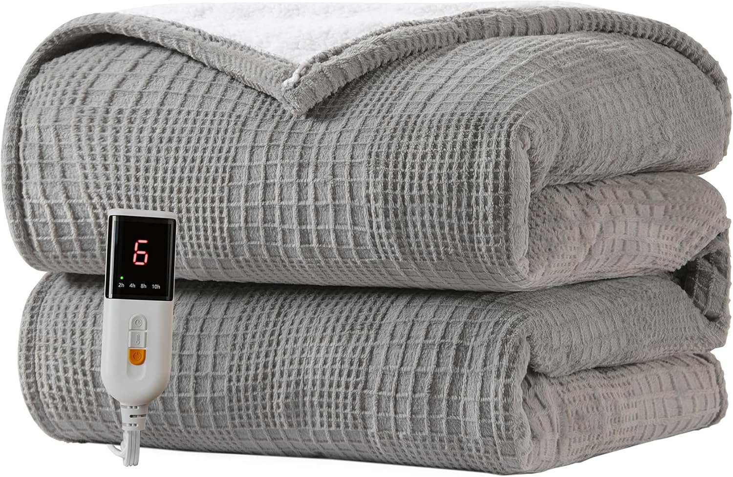 Heated Blanket Electric Blanket Throw 50''X60''-Heating Blanket with 6 Heat Settings-2-10 Hours Auto Off,Etl Certified,Machine Washable (Grey)