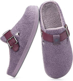 Women'S Men'S Fuzzy Slippers Orthotic Arch Support Fleece Lined House Slippers Comfy Winter Slip on Clogs for Plantar Fasciitis Indoor Outdoor with Adjustable Buckle
