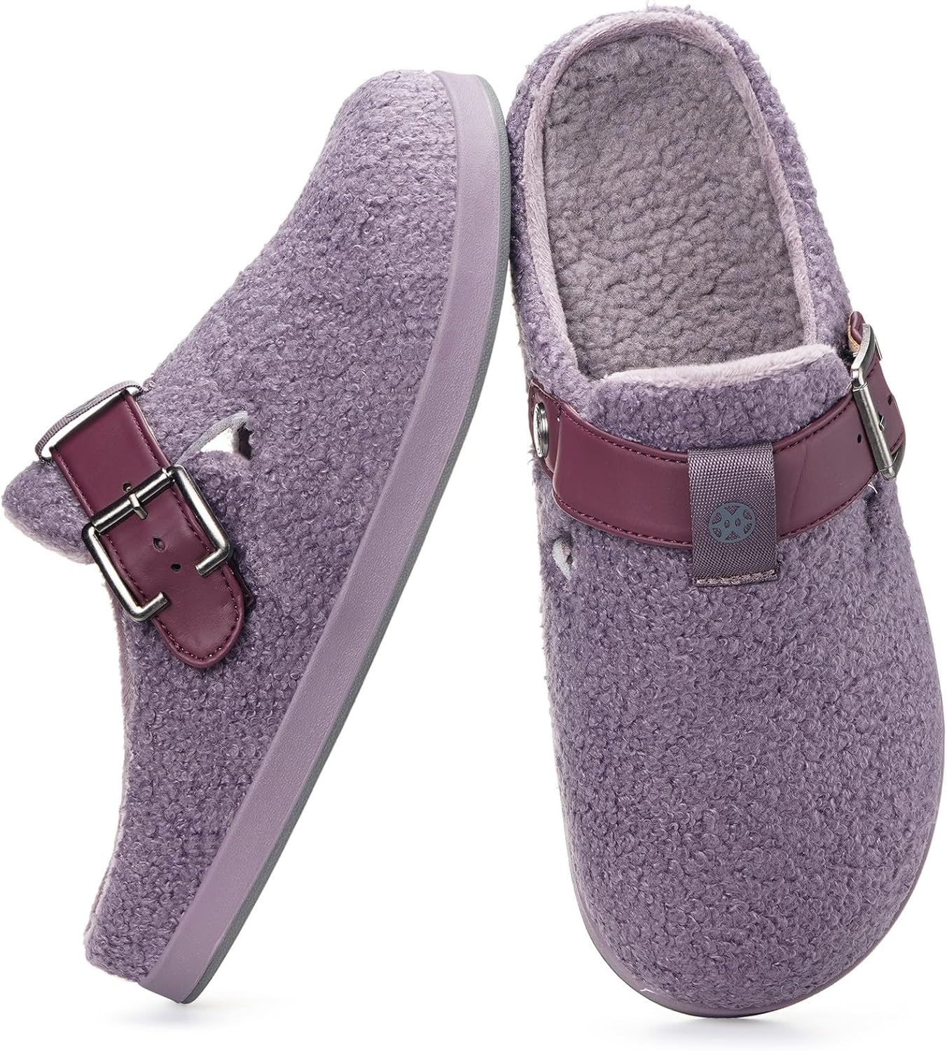 Women'S Men'S Fuzzy Slippers Orthotic Arch Support Fleece Lined House Slippers Comfy Winter Slip on Clogs for Plantar Fasciitis Indoor Outdoor with Adjustable Buckle