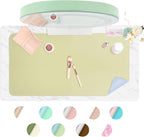 Makeup Mat for Vanity Top Protector,Dresser Protector Top Vanity Essentials,Craft Mats to Protect Table,Nail Art Table Mat,Vanity Desk Cover Pads, Dresser Cover Top Mats,31.5X15.7In (Bean Green&Blue)
