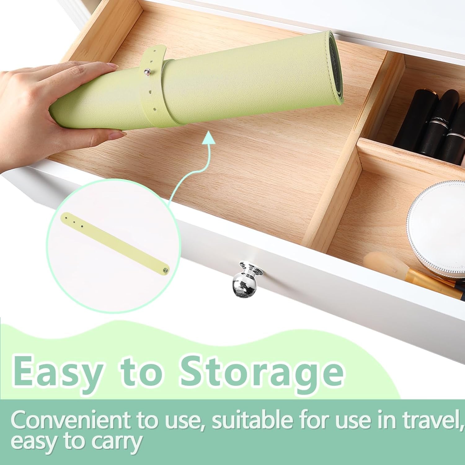 Makeup Mat for Vanity Top Protector,Dresser Protector Top Vanity Essentials,Craft Mats to Protect Table,Nail Art Table Mat,Vanity Desk Cover Pads, Dresser Cover Top Mats,31.5X15.7In (Bean Green&Blue)