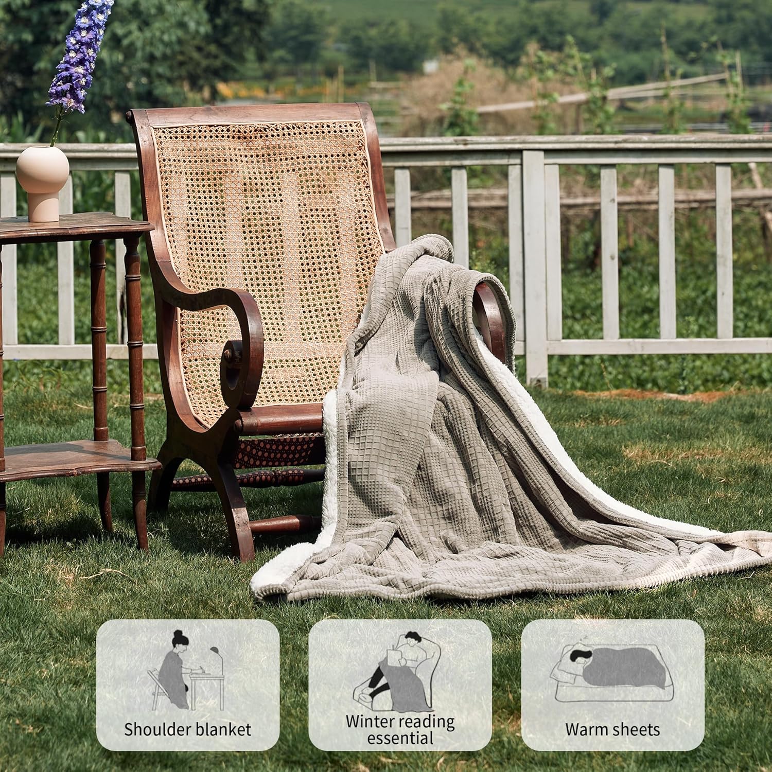 Heated Blanket Electric Blanket Throw 50''X60''-Heating Blanket with 6 Heat Settings-2-10 Hours Auto Off,Etl Certified,Machine Washable (Grey)