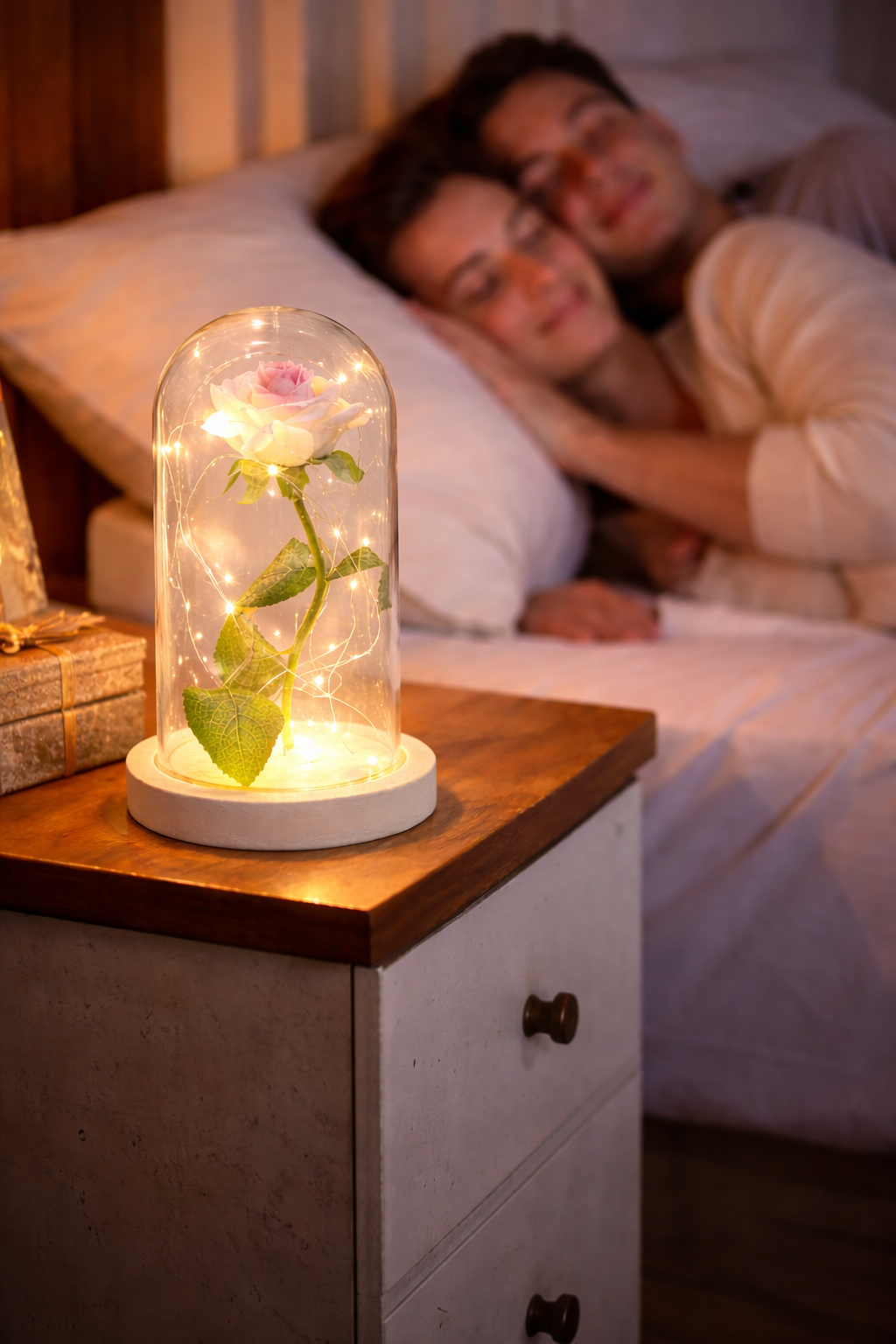 Magical Beauty and the Beast LED Glass Dome Rose