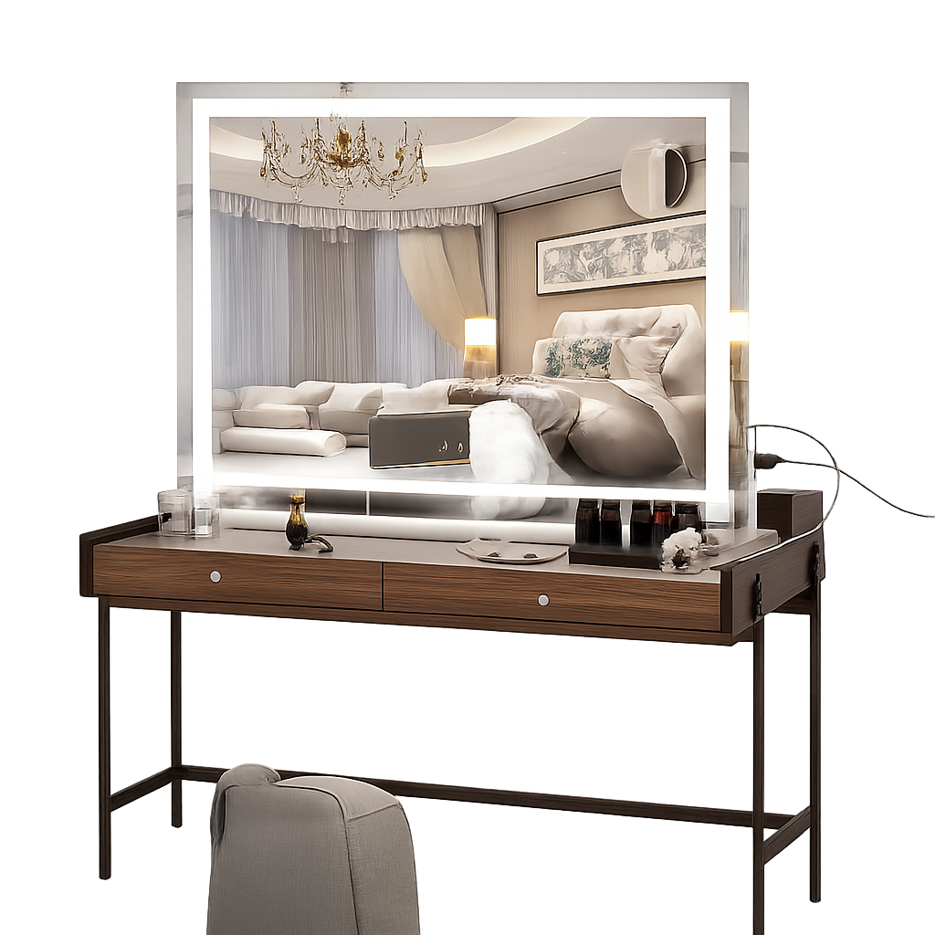 Vanity Mirror with Lights, 23" X 18" LED Makeup Mirror, Lighted Makeup Mirror with Dimmable 3 Modes, Touch Screen Control Vanity Mirror Square White