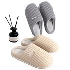 Solid Color Simple Cotton Slippers Winter Non-Slip Home Warm Plush Slippers Household Indoor Couple Women'S House Shoes