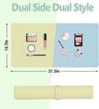 Makeup Mat for Vanity Top Protector,Dresser Protector Top Vanity Essentials,Craft Mats to Protect Table,Nail Art Table Mat,Vanity Desk Cover Pads, Dresser Cover Top Mats,31.5X15.7In (Bean Green&Blue)