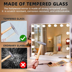 Large Vanity Mirror with Lights, Hollywood Mirror with Lights, Lighted Vanity Mirror with 15 Dimmable LED Bulbs for Dressing Table, Light up Makeup Mirror Tabletop or Wall-Mounted White