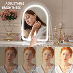 Vanity Mirror with Lights, 11"× 14" Arched LED Makeup Mirror, Lighted Makeup Mirror with Lights, Smart Touch Control Dimmable 3 Modes Light 360°Rotation White