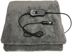 Electric Car Heating Blanket, 12 Volt Fleece Heated Travel Car Blanket, with Premium Cigarette Lighter Plug for SUV Vehicle Truck Boats RV, Winter Cold Weather Travel Camping Use (Grey)