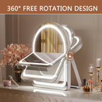 Vanity Mirror with Lights, 11"× 14" Arched LED Makeup Mirror, Lighted Makeup Mirror with Lights, Smart Touch Control Dimmable 3 Modes Light 360°Rotation White