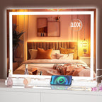 Vanity Mirror with Lights, 23" X 18" LED Makeup Mirror, Lighted Makeup Mirror with Dimmable 3 Modes, Touch Screen Control Vanity Mirror Square White