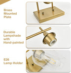 3-Light Gold Bathroom Light Fixtures, Brushed Brass Vanity Lights for Bathroom with Clear Glass Shade over Mirror for Bedroom Hallway Living Room