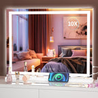 Vanity Mirror with Lights, 23" X 18" LED Makeup Mirror, Lighted Makeup Mirror with Dimmable 3 Modes, Touch Screen Control Vanity Mirror Square White