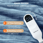 Heated Blanket Throw Blanket - Soft Flannel Electric Blanket, Fasting Heating with 4 Time Settings & 6 Heat Settings, Warm Gift for Grandma (50X60 Inches, Blue)