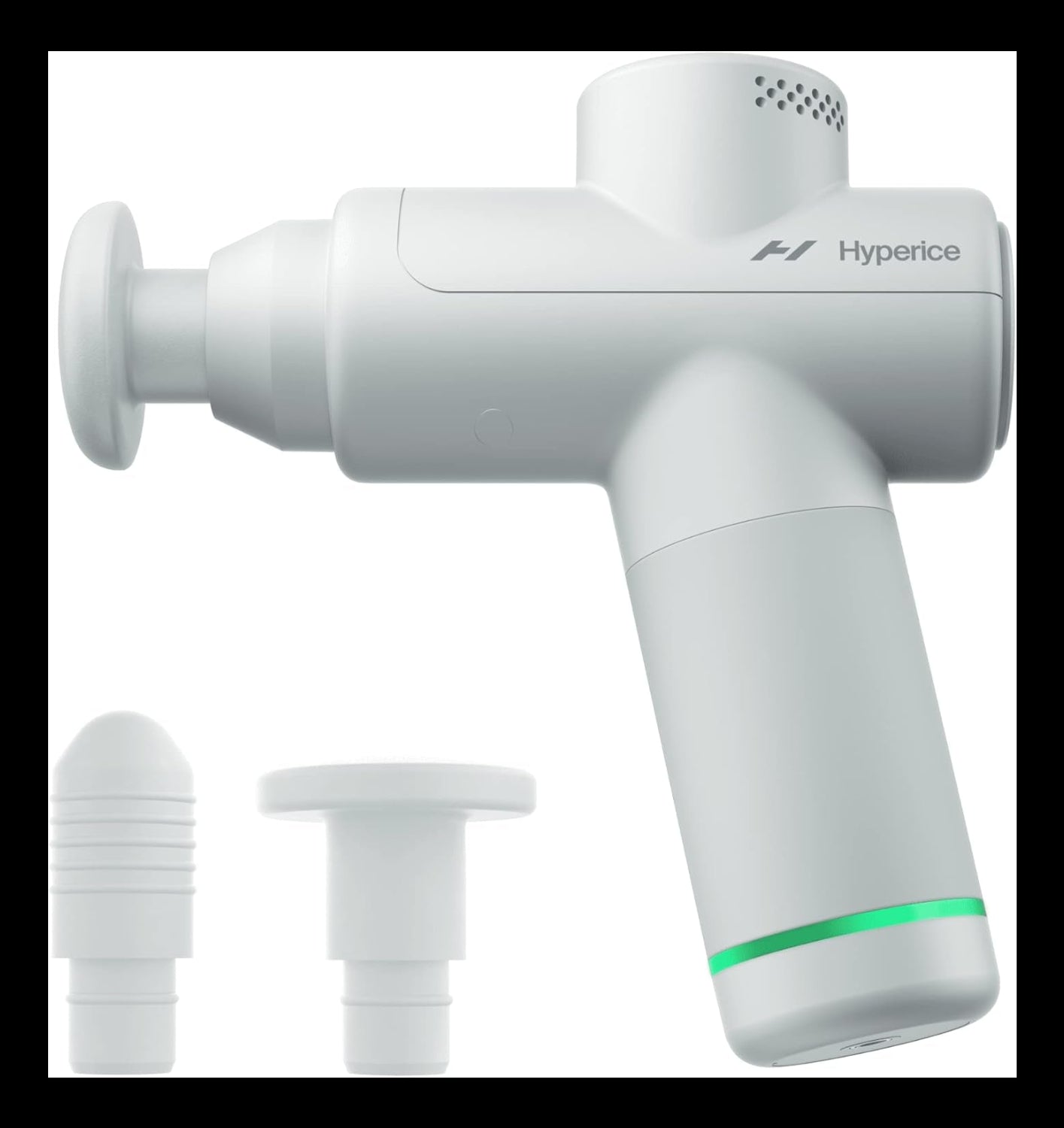 Hypervolt Go 2 - Arctic Grey - Featuring Quiet Glide Technology - Handheld Percussion Massage Gun - 3 Speeds, 2 Interchangeable Heads