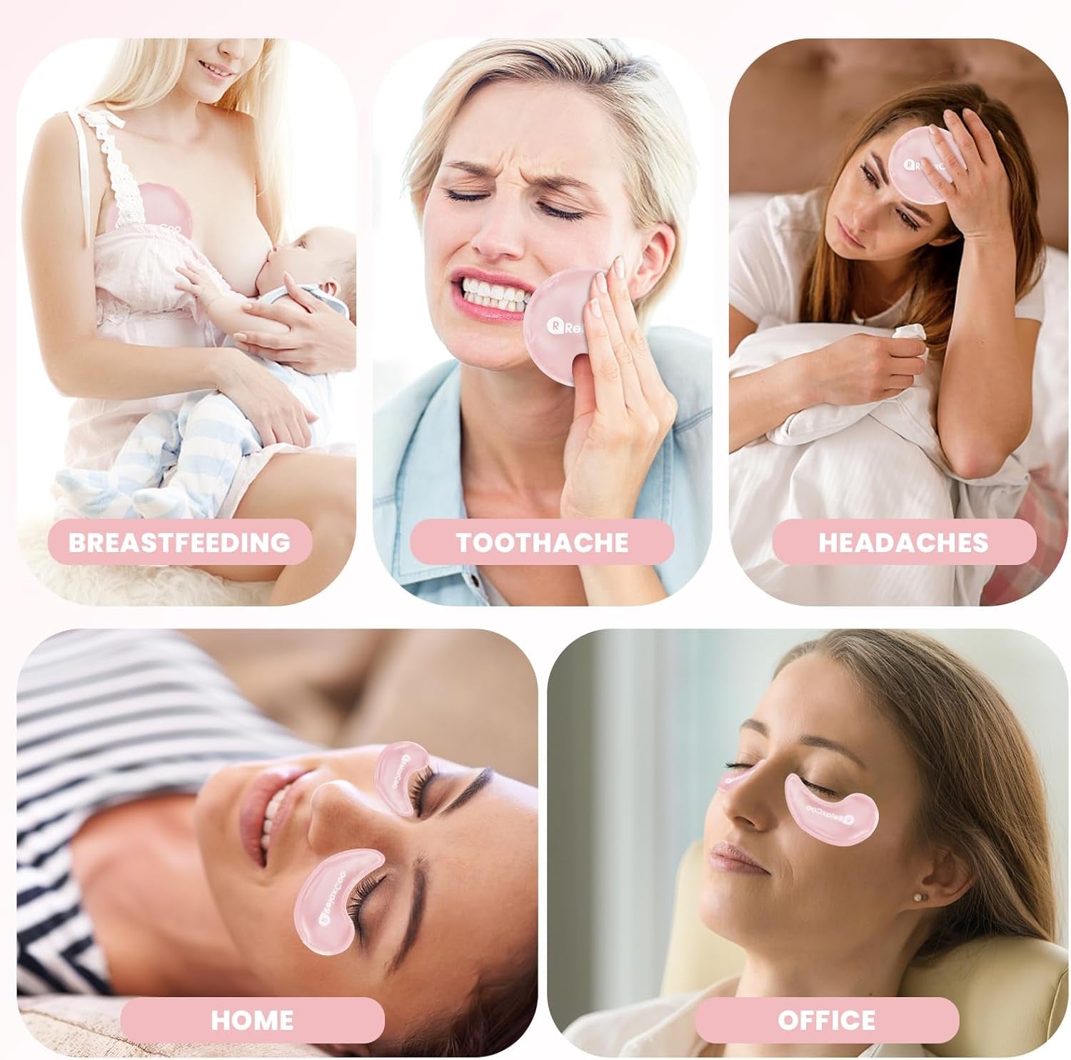 Ice Face Eye Mask for Dark Circles and Puffiness Cold Warm Compress, Gel Cold Cooling Face Mask Package for Women and Men, Migraines, Headache, Stress and Relaxation, Pink